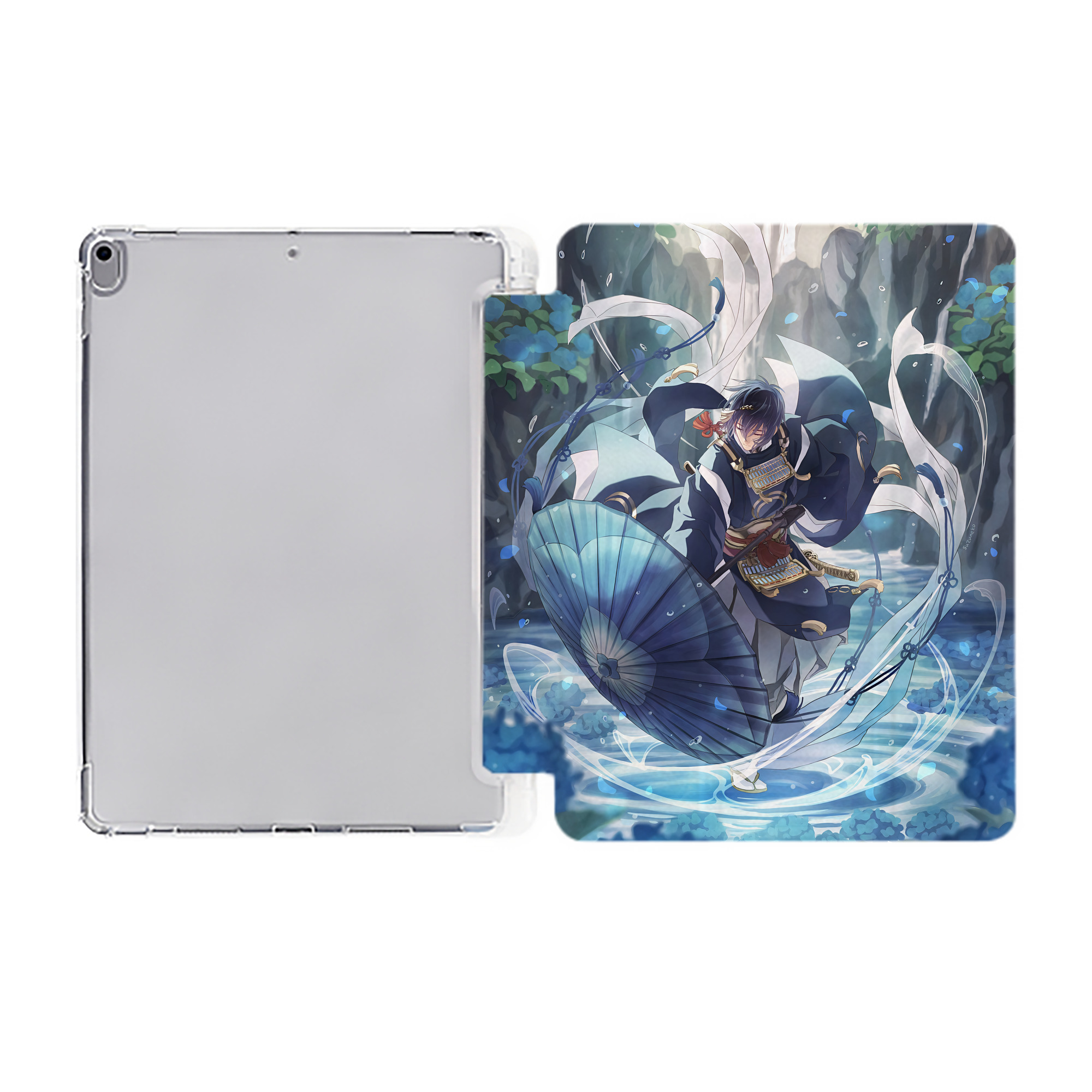 （画像用） 刀剣乱舞 Touken Ranbu IPad ケース ペン収納付き 三つ折りスタンド PUレザー×シリコン 対応機種9.5/10.5/10.9インチ